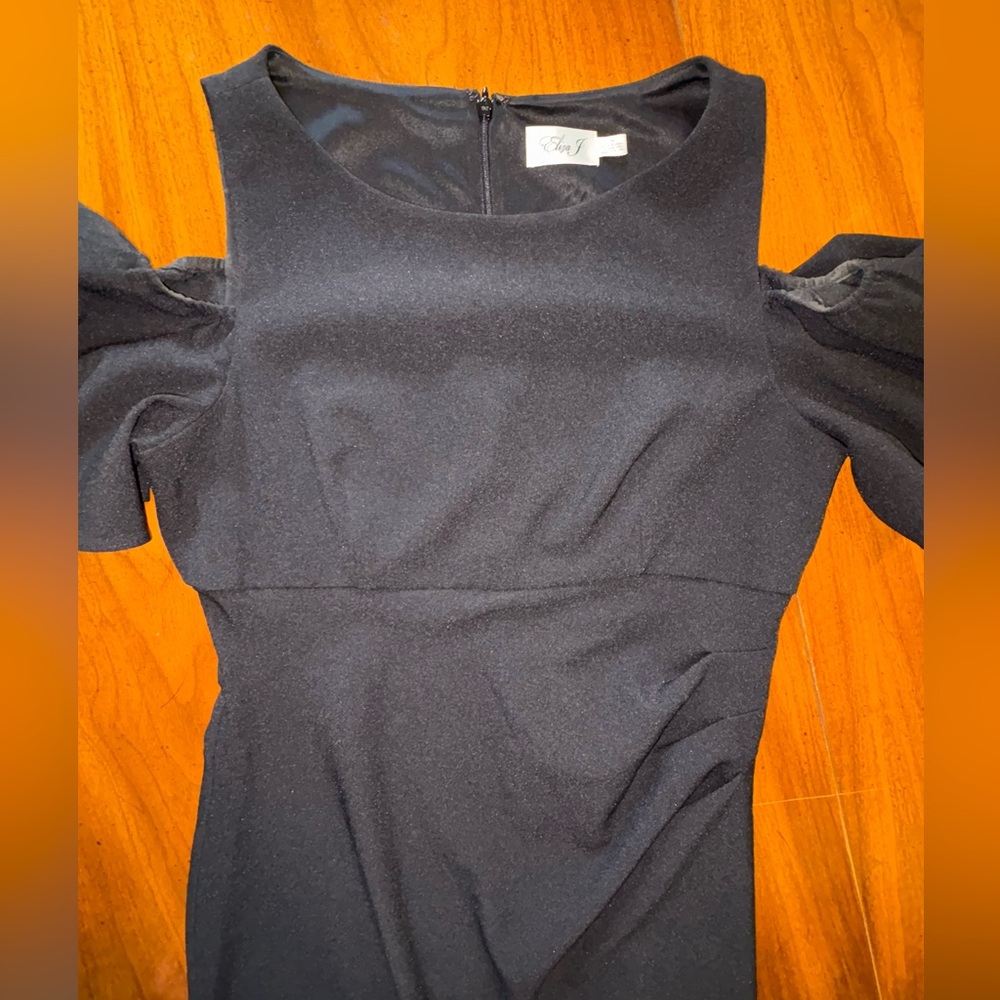 Eliza J Women’s Cold Shoulder Ruffle Sheath Dress Size 14 Black - Picture 4 of 9